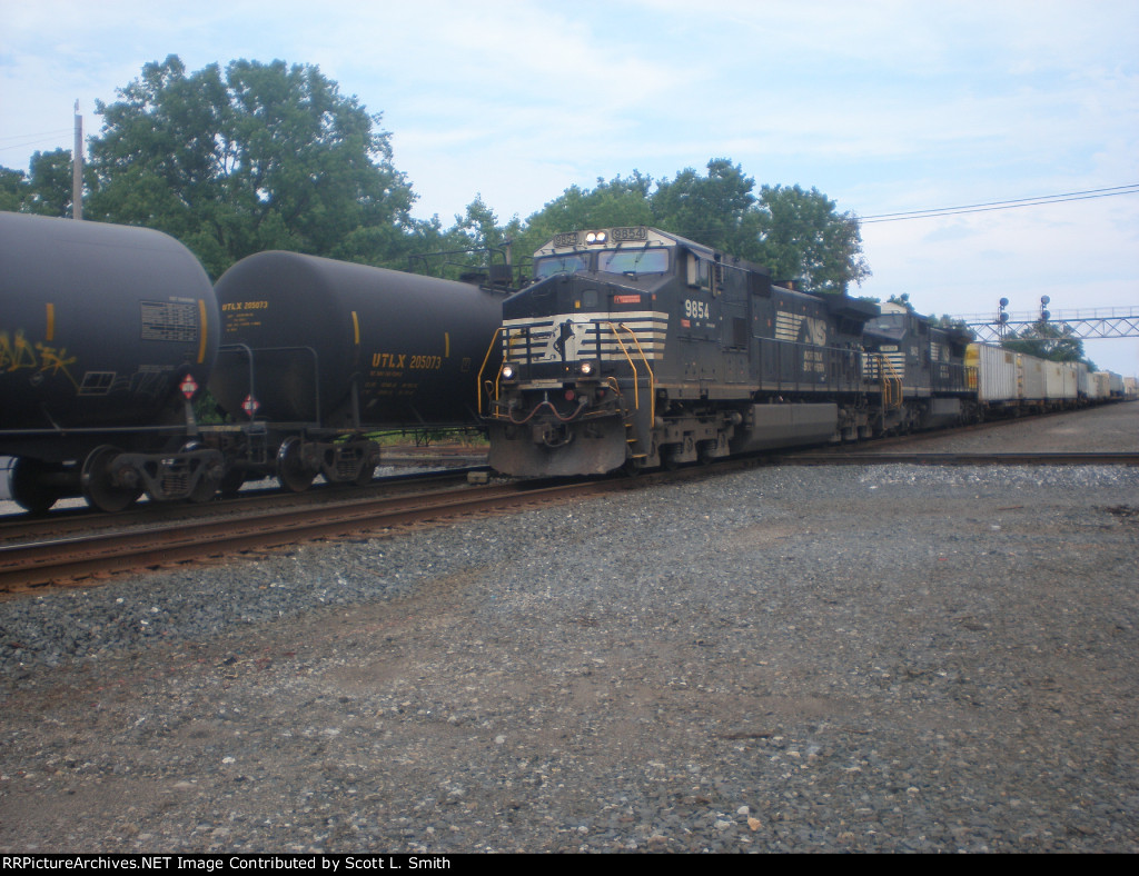 NS 9854 Crossing Sandusky Dock Line and Passing UTLX 205073